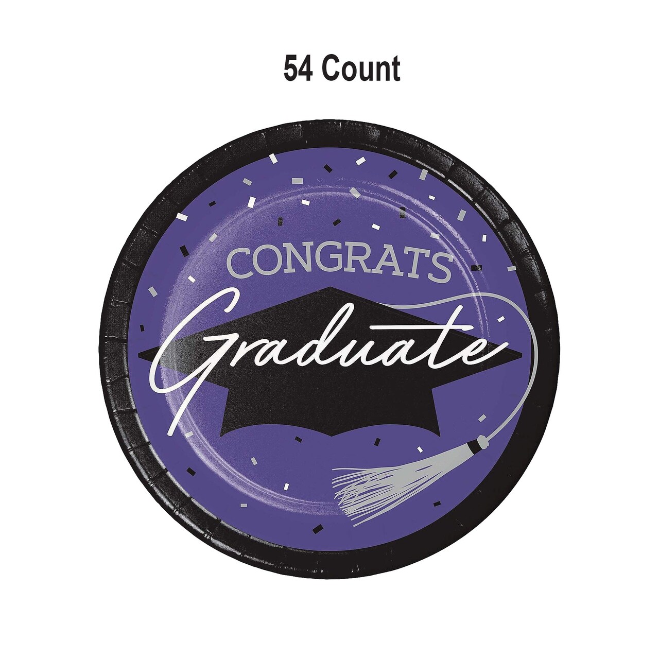 54 ct Creative Converting School Spirit Purple Graduation Dinner Paper Plates